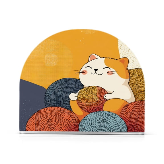 Napkin Holder for Table Kitchen Paper Tissue Organization Standing Paper Napkin Storage Cat Is Playing with Yarn