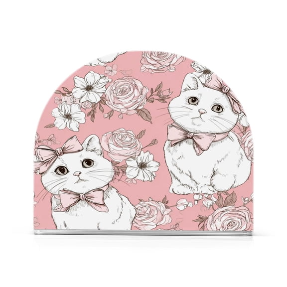Napkin Holder for Table Kitchen Paper Tissue Organization Standing Paper Napkin Storage Cat with A Bow Tie