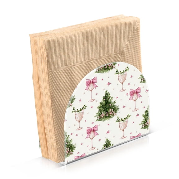 Napkin Holder for Table Kitchen Paper Tissue Organization Standing Paper Napkin Storage Champagne Glasses and Christmas Tree