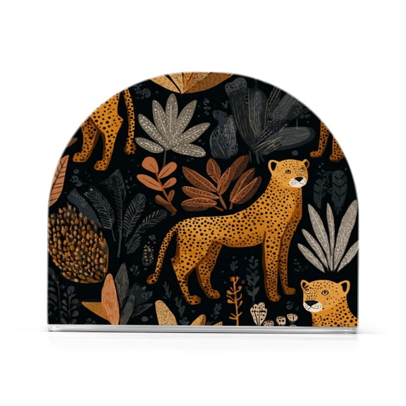 Napkin Holder for Table Kitchen Paper Tissue Organization Standing Paper Napkin Storage Cheetahs and Jungle Foliage Pattern