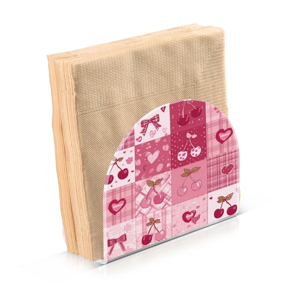 Napkin Holder for Table Kitchen Paper Tissue Organization Standing Paper Napkin Storage Cherry Pattern with Bows
