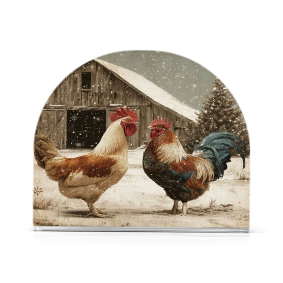 Napkin Holder for Table Kitchen Paper Tissue Organization Standing Paper Napkin Storage Chicken and Rooster