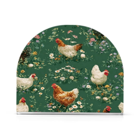 Napkin Holder for Table Kitchen Paper Tissue Organization Standing Paper Napkin Storage Chickens and Flowers Pattern