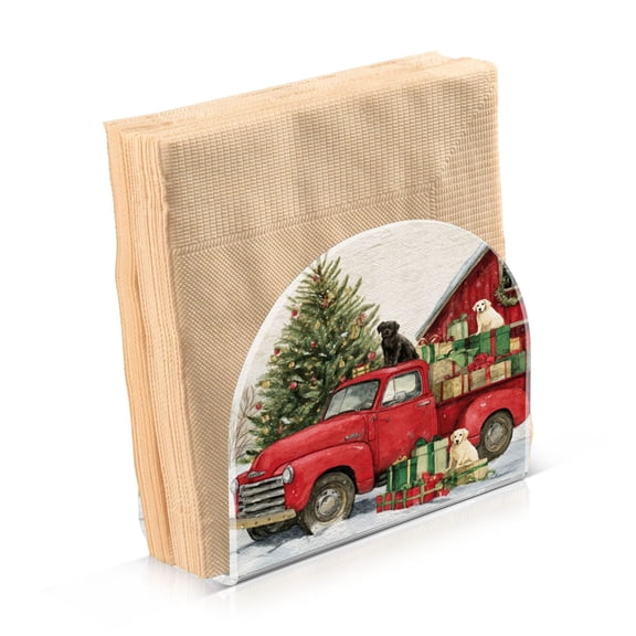 Napkin Holder for Table Kitchen Paper Tissue Organization Standing Paper Napkin Storage Christmas Decorations and Dogs
