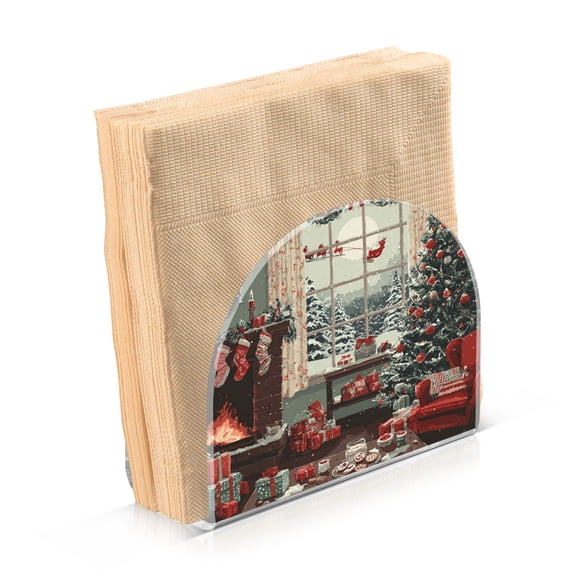 Napkin Holder for Table Kitchen Paper Tissue Organization Standing Paper Napkin Storage Christmas Scene with Room