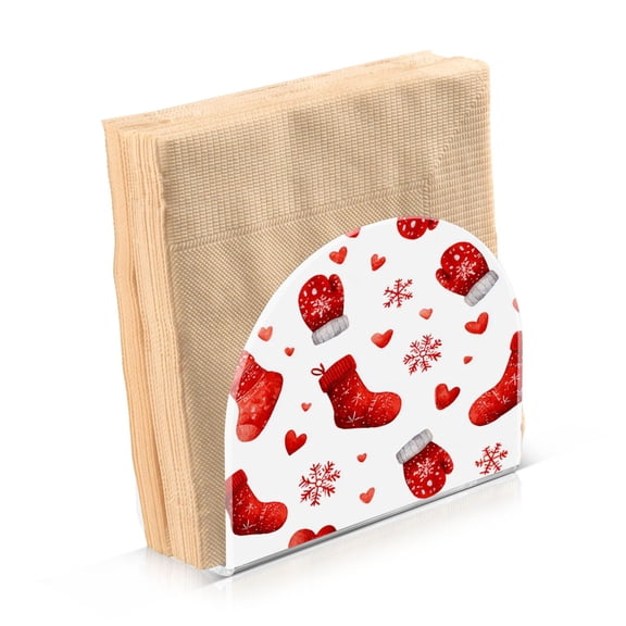 Napkin Holder for Table Kitchen Paper Tissue Organization Standing Paper Napkin Storage Christmas Socks and Gloves Pattern