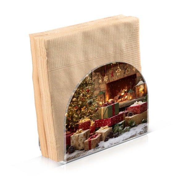 Napkin Holder for Table Kitchen Paper Tissue Organization Standing Paper Napkin Storage Christmas Tree and Pile Of Gifts