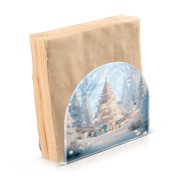 Napkin Holder for Table Kitchen Paper Tissue Organization Standing Paper Napkin Storage Christmas Tree in The Snow