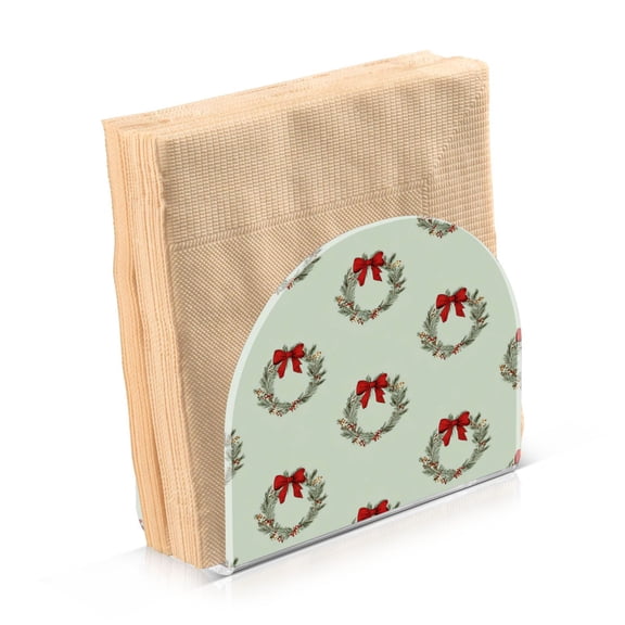 Napkin Holder for Table Kitchen Paper Tissue Organization Standing Paper Napkin Storage Christmas Wreaths and Red Bows