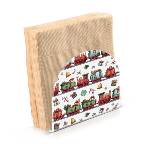 Napkin Holder for Table Kitchen Paper Tissue Organization Standing Paper Napkin Storage Christmas-themed Red Train Pattern