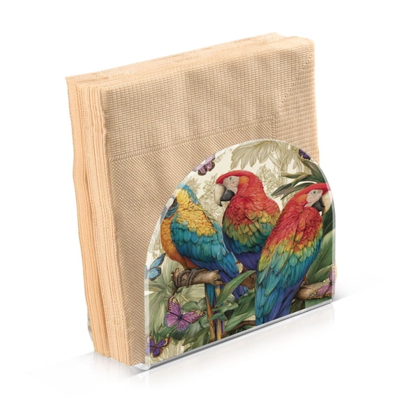 Napkin Holder for Table Kitchen Paper Tissue Organization Standing Paper Napkin Storage Colorful Beautiful Parrots