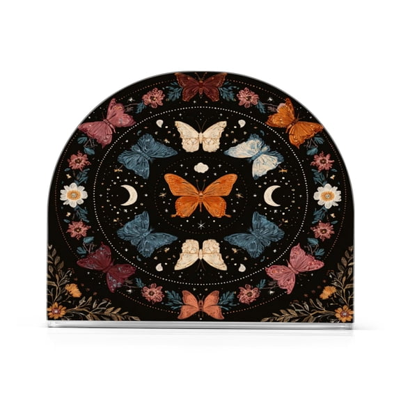 Napkin Holder for Table Kitchen Paper Tissue Organization Standing Paper Napkin Storage Colorful Butterflies with Flowers