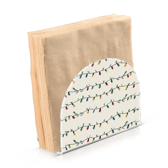 Napkin Holder for Table Kitchen Paper Tissue Organization Standing Paper Napkin Storage Colorful Christmas Lights Pattern