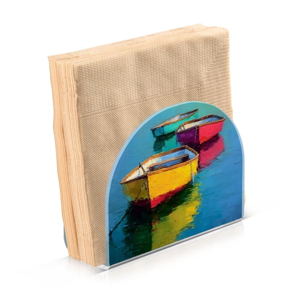 Napkin Holder for Table Kitchen Paper Tissue Organization Standing Paper Napkin Storage Colorful Row Boats