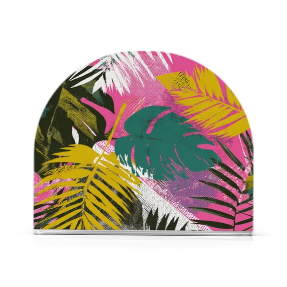 Napkin Holder for Table Kitchen Paper Tissue Organization Standing Paper Napkin Storage Colorful Tropical Leaves