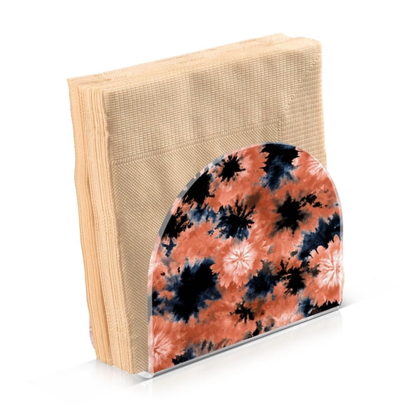 Napkin Holder for Table Kitchen Paper Tissue Organization Standing Paper Napkin Storage Coral and Black Tie-dye Pattern