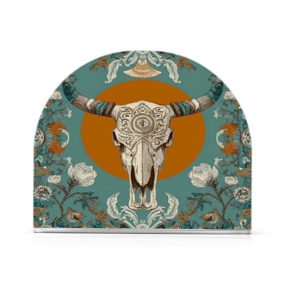 Napkin Holder for Table Kitchen Paper Tissue Organization Standing Paper Napkin Storage Cow Sakull and Moon Pattern