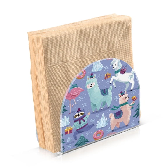 Napkin Holder for Table Kitchen Paper Tissue Organization Standing Paper Napkin Storage Cute Animals in The Snow