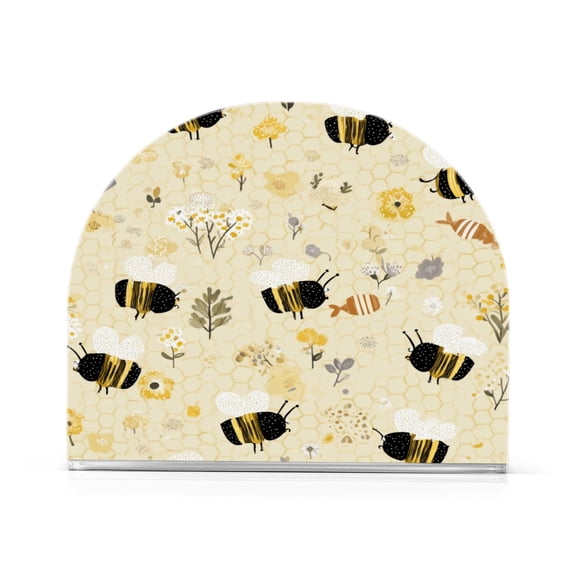 Napkin Holder for Table Kitchen Paper Tissue Organization Standing Paper Napkin Storage Cute Bees and Honeycomb Pattern