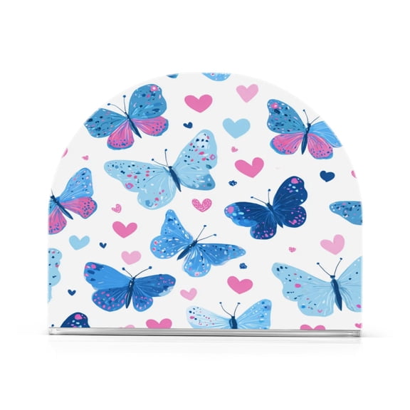 Napkin Holder for Table Kitchen Paper Tissue Organization Standing Paper Napkin Storage Cute Butterflies and Hearts Pattern