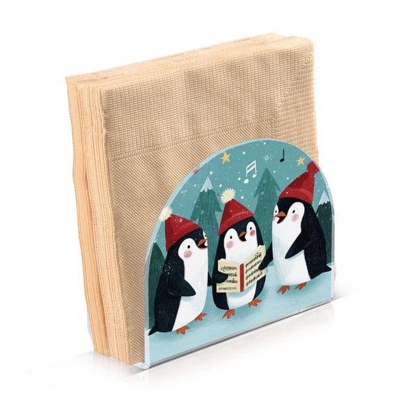 Napkin Holder for Table Kitchen Paper Tissue Organization Standing Paper Napkin Storage Cute Christmas Penguins