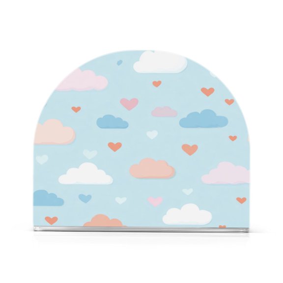 Napkin Holder for Table Kitchen Paper Tissue Organization Standing Paper Napkin Storage Cute Clouds and Hearts Pattern