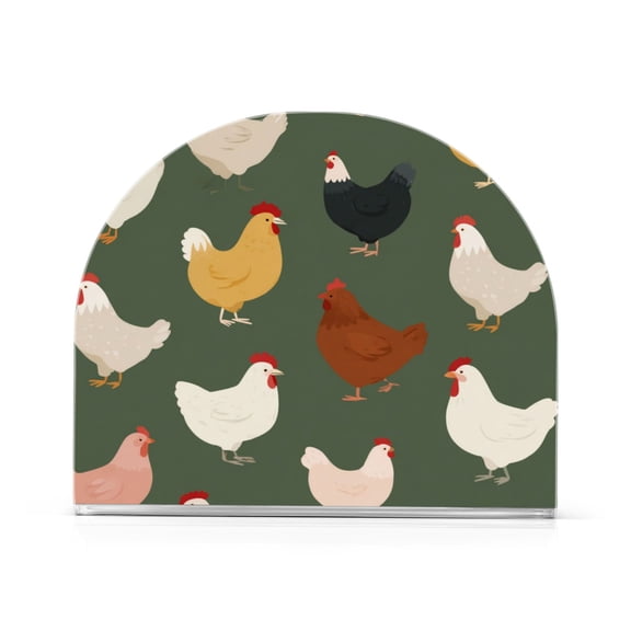 Napkin Holder for Table Kitchen Paper Tissue Organization Standing Paper Napkin Storage Cute Colorful Chickens Pattern