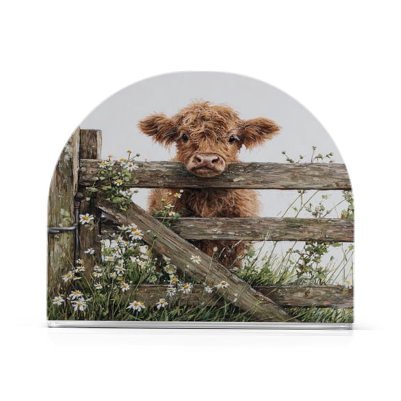 Napkin Holder for Table Kitchen Paper Tissue Organization Standing Paper Napkin Storage Cute Highland Cow Peeking