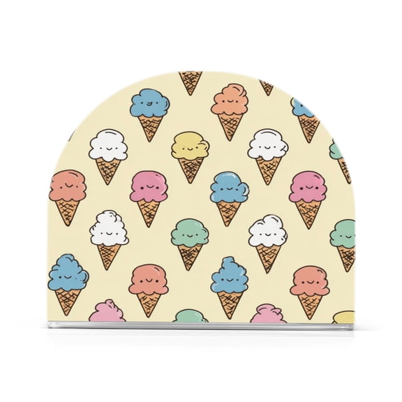 Napkin Holder for Table Kitchen Paper Tissue Organization Standing Paper Napkin Storage Cute Ice Cream Pattern
