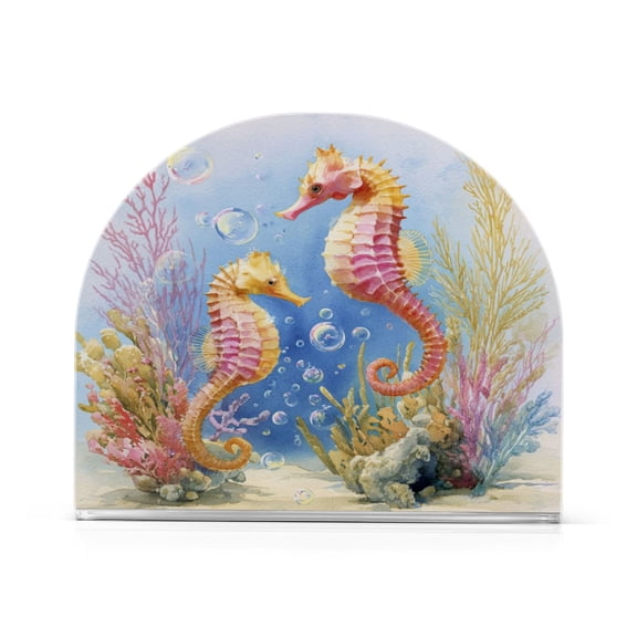 Napkin Holder for Table Kitchen Paper Tissue Organization Standing Paper Napkin Storage Cute Seahorse Pattern