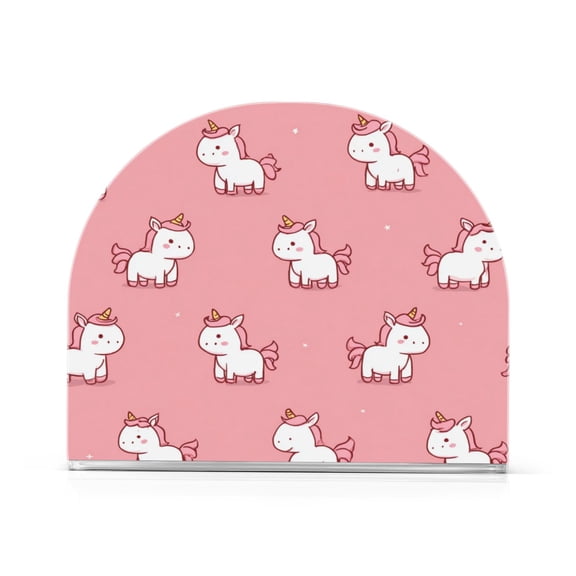 Napkin Holder for Table Kitchen Paper Tissue Organization Standing Paper Napkin Storage Cute Unicorns with Pink Background