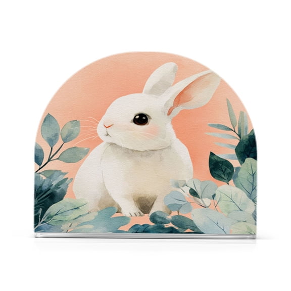Napkin Holder for Table Kitchen Paper Tissue Organization Standing Paper Napkin Storage Cute White Rabbit