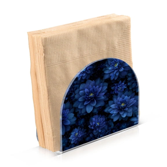 Napkin Holder for Table Kitchen Paper Tissue Organization Standing Paper Napkin Storage Deep Blue Flower