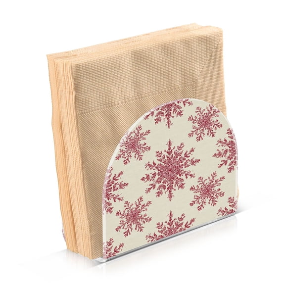 Napkin Holder for Table Kitchen Paper Tissue Organization Standing Paper Napkin Storage Elegant Red Snowflakes Pattern