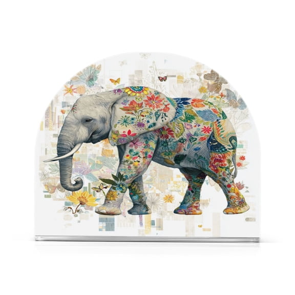 Napkin Holder for Table Kitchen Paper Tissue Organization Standing Paper Napkin Storage Elephant with Colorful Floral