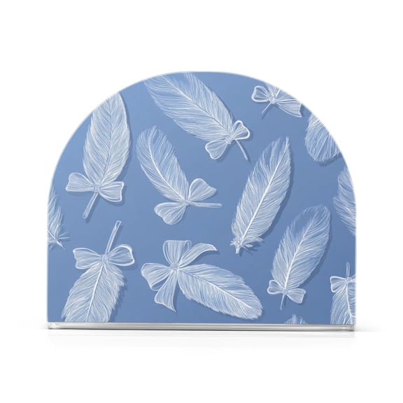 Napkin Holder for Table Kitchen Paper Tissue Organization Standing Paper Napkin Storage Exquisite White Feathers