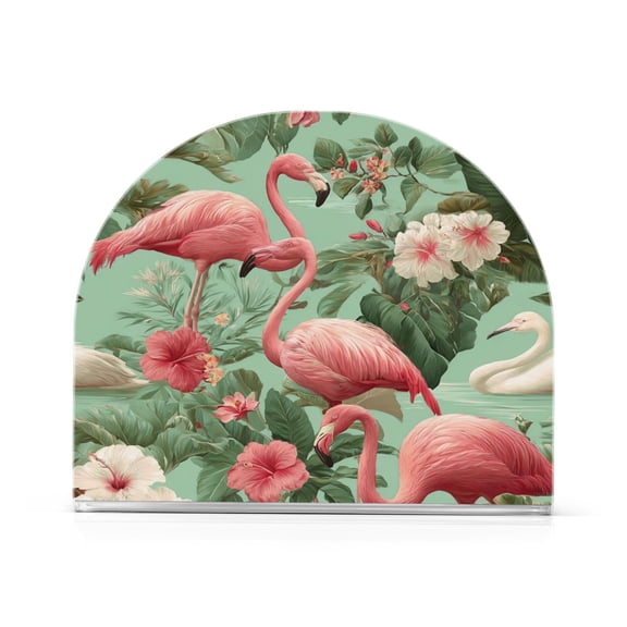 Napkin Holder for Table Kitchen Paper Tissue Organization Standing Paper Napkin Storage Flamingo Tropical Leaves Pattern