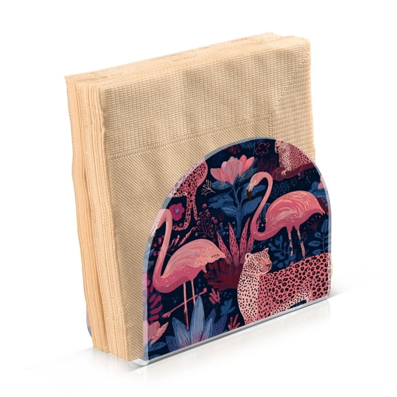 Napkin Holder for Table Kitchen Paper Tissue Organization Standing Paper Napkin Storage Flamingos and Leopard Print