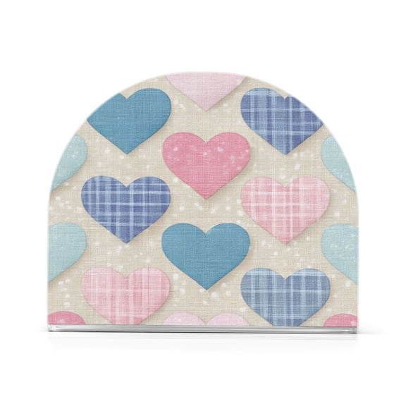 Napkin Holder for Table Kitchen Paper Tissue Organization Standing Paper Napkin Storage Gingham Heart-shaped Pattern