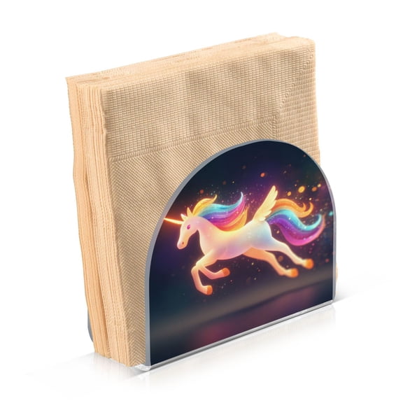 Napkin Holder for Table Kitchen Paper Tissue Organization Standing Paper Napkin Storage Glowing Flying Unicorn
