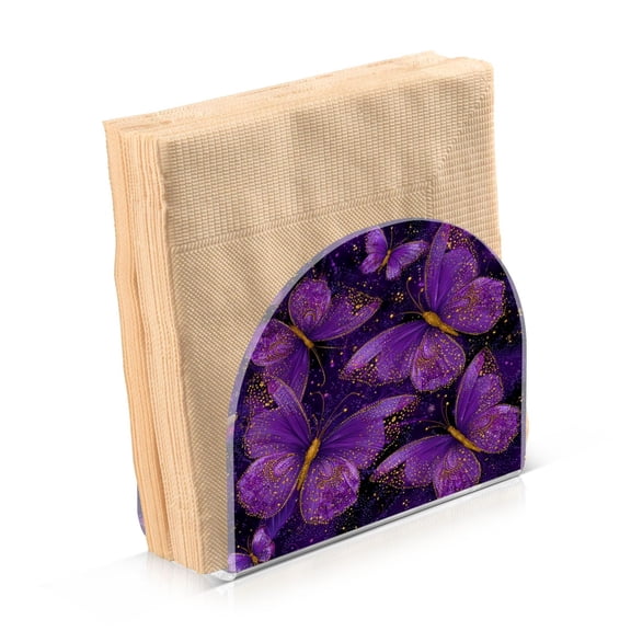Napkin Holder for Table Kitchen Paper Tissue Organization Standing Paper Napkin Storage Glowing Purple Butterfly