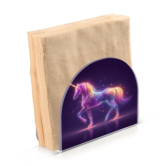 Napkin Holder for Table Kitchen Paper Tissue Organization Standing Paper Napkin Storage Glowing Unicorn