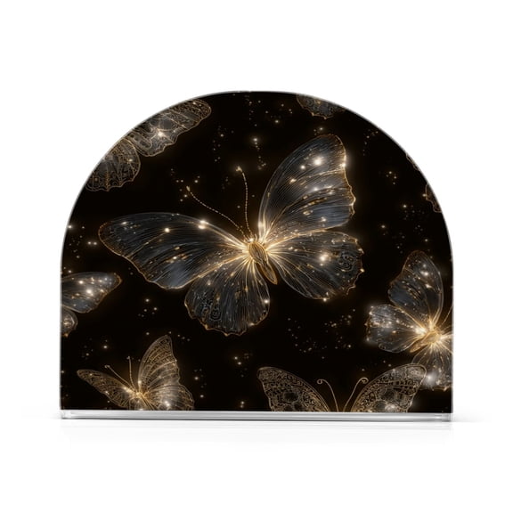 Napkin Holder for Table Kitchen Paper Tissue Organization Standing Paper Napkin Storage Gold Glowing Butterfly