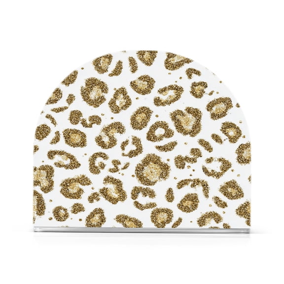 Napkin Holder for Table Kitchen Paper Tissue Organization Standing Paper Napkin Storage Gold Leopard Print Pattern