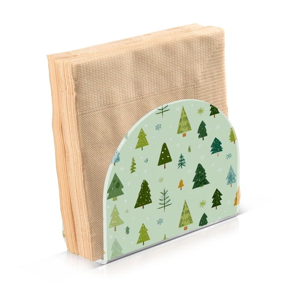 Napkin Holder for Table Kitchen Paper Tissue Organization Standing Paper Napkin Storage Green Christmas Trees and Snowflakes