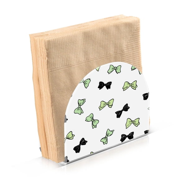 Napkin Holder for Table Kitchen Paper Tissue Organization Standing Paper Napkin Storage Green and Black Bows