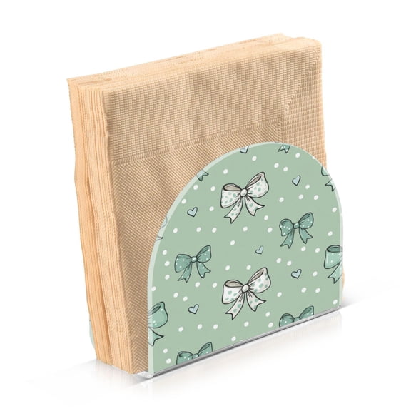 Napkin Holder for Table Kitchen Paper Tissue Organization Standing Paper Napkin Storage Green and Mint Bows
