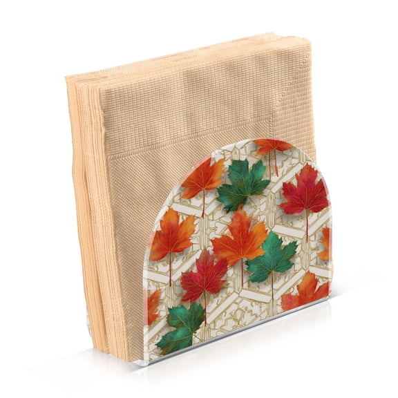 Napkin Holder for Table Kitchen Paper Tissue Organization Standing Paper Napkin Storage Green and Red Maple Leaves