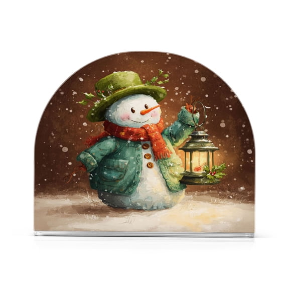 Napkin Holder for Table Kitchen Paper Tissue Organization Standing Paper Napkin Storage Green-clad Snowman