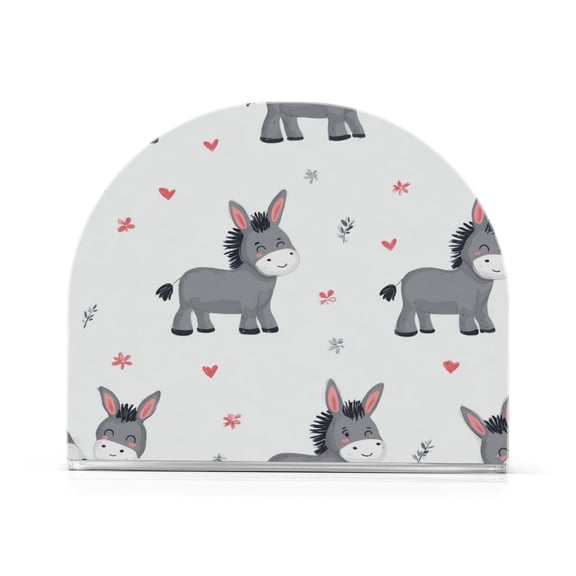 Napkin Holder for Table Kitchen Paper Tissue Organization Standing Paper Napkin Storage Grey Cute Donkeys Pattern